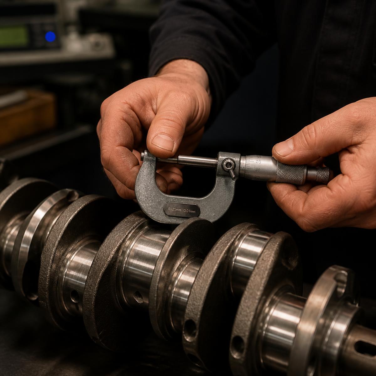 Measuring a crankshaft journal with a micrometer